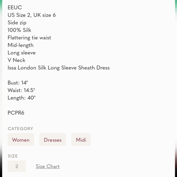 Rare! EEUC Issa London Silk Long Sleeve Sheath Dress - Picture 4 of 4